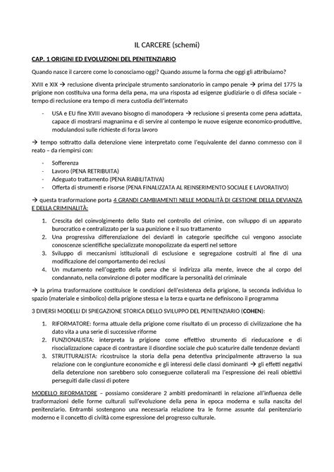 Riassunto Il Carcere Sociologia Del Penitenziario Vianello Il