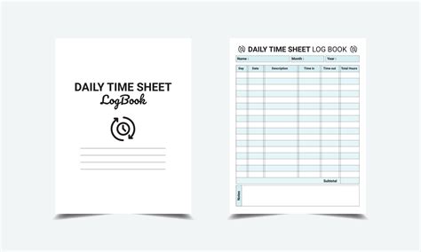 Daily Time Sheet Logbook Planner Template Design For Low Content Kdp