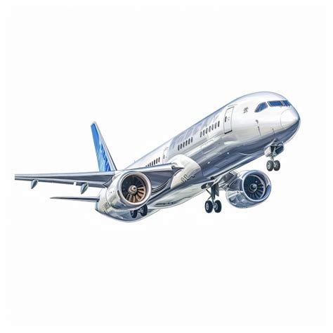 Premium AI Image | A drawing of a silver and blue airplane