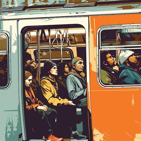 Premium Vector Illustration Of People In Subway Cart In Rush