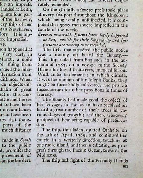 Mutiny On The Bounty Captain William Bligh RareNewspapers