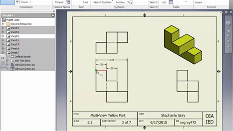 4 1 Dimensioning Multi View Sketches On Title Block YouTube