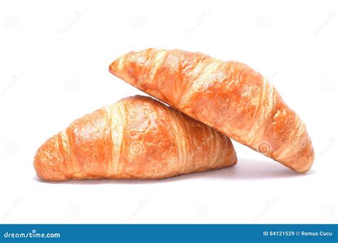 Two Fresh Croissant Isolated On White Background Stock Image Image Of