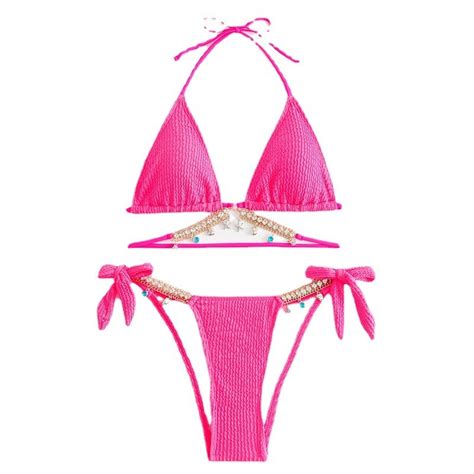 Women′s Beaded Shell Bikini Triangle One Piece Fashion Beach Swimsuit