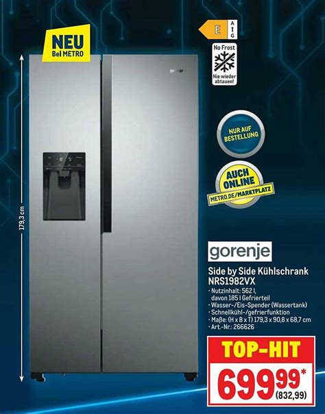Gorenje Side By Side Kühlschrank Nrs9182vxb1 Angebot bei METRO