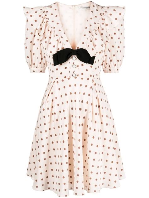 Buy Alessandra Rich Polka Dot Mini Dress Beige At Off Editorialist