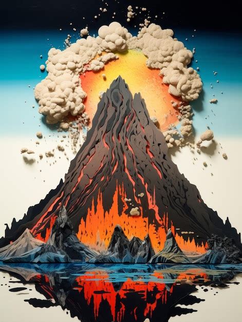 Premium AI Image A Painting Of A Volcano With The Words Fire On It