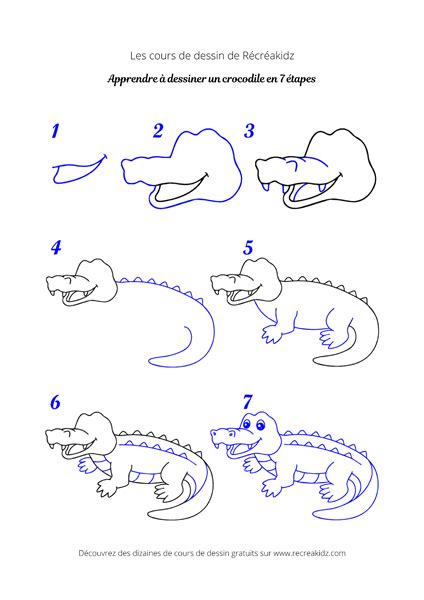 Comment Dessiner Un Crocodile Dessin Crocodile Facile