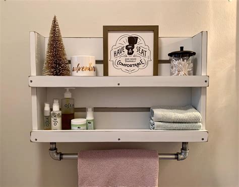 Galvanized Bathroom Shelf with Towel Bar – Semis Online