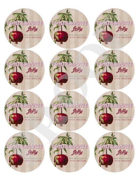 Pomegranate Labels Canning Labels Jelly Jam Preserves Etsy