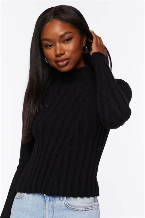 Ribbed Mock Neck Sweater