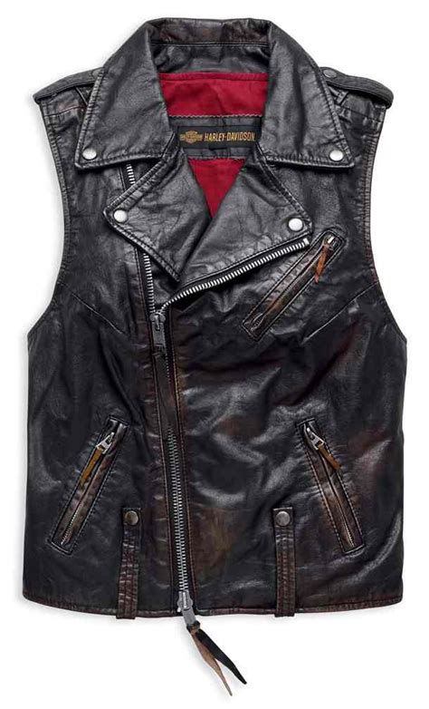 Harley Davidson® Women S Swingarm Vintage Leather Biker Vest Black 98035 18vw Wisconsin