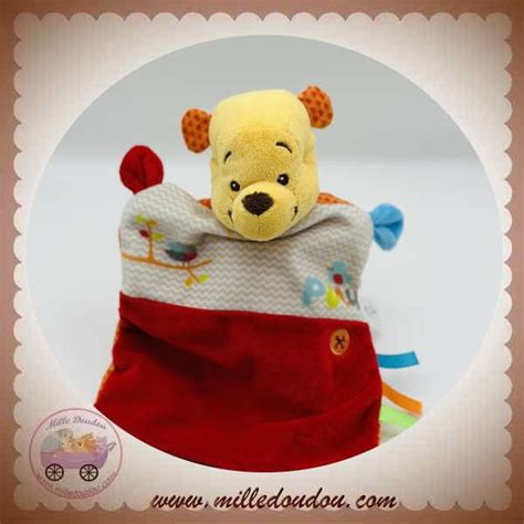 Disney Sos Doudou Winnie L Ourson Plat Rectangulaire Rouge Pooh Oiseau