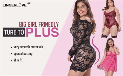 Lingerlove Lingerie For Women Plus Size Floral Lace Babydoll Nightwear