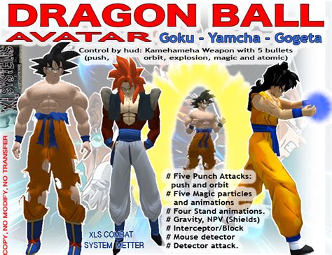 Second Life Marketplace Dragon Ball Avatar Goku Yamcha Gogeta