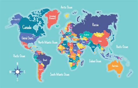 Vistoso Mundo Mapa Concepto Antecedentes Con País Nombres 22821233