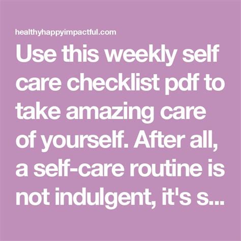 25 Best Weekly Self Care Checklists And Free Printables For 2024 Em 2024