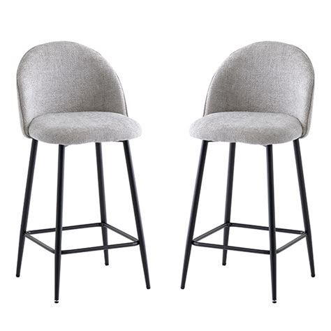 Jemona Silver Grey Velvet Bar Stools In Pair Furniture In Fashion