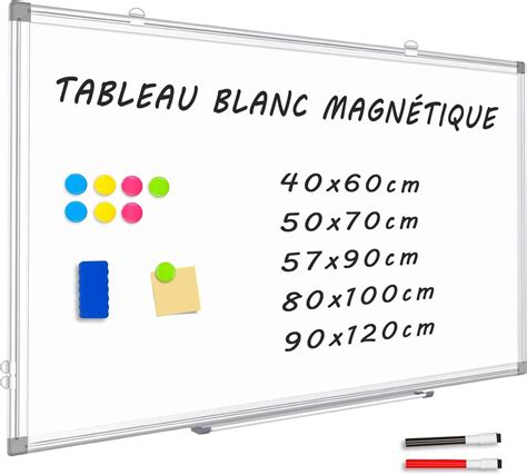 Tableau Blanc avec cadre en aluminium 80x110 cm Tableau Magnétique