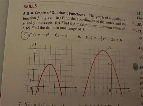 Solved 5-8 - Graphs of Quadratic Functions The graph of a | Chegg.com