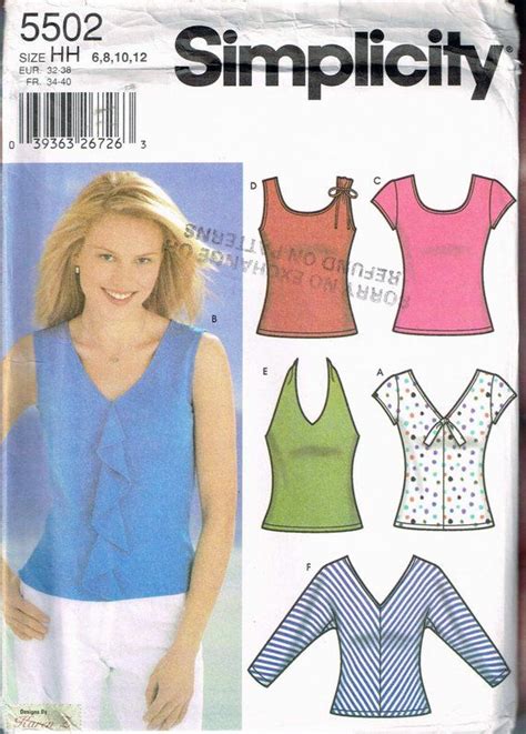 Size 6 12 Misses Top Sewing Pattern Tank Top Pattern Halter Top