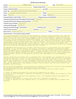 Fillable Online Www1 Eere Energy EECBG Activity Worksheet Eere Energy