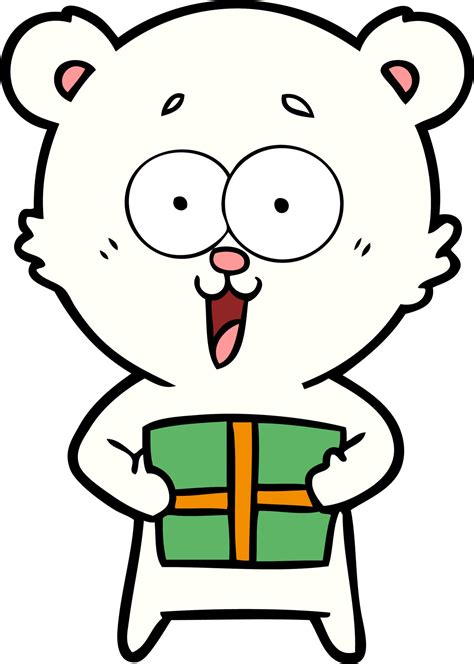 polar bear with christmas present cartoon 12364819 Vector Art at Vecteezy