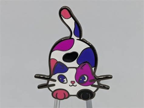 Genderfluid Pin Purride Chibi Cat Hard Enamel Pin In Gender Fluid Pride Flag Colors Lgbtq Subtle