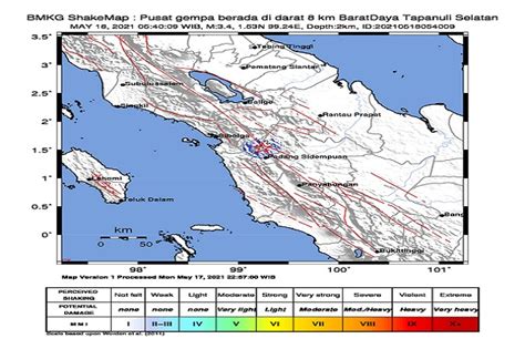 Gempa Bumi Berpusat Di Darat Guncang Tapsel Getarannya Terasa Hingga