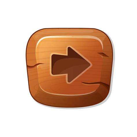 Right Arrow Wooden Button In Cartoon Style An Asset For A Gui In A