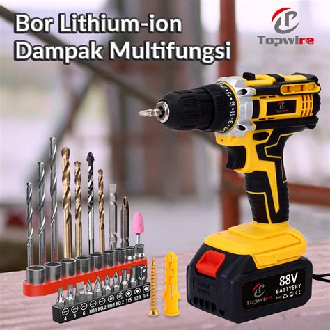 Jual Impact Drill Set Bor Tanpa Kabel Lithium Lon Dengan Fungsi Kejut