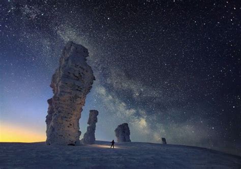 Stone Idols On The Man Pupu Ner Plateau Russia Ural S Midnite Sun And