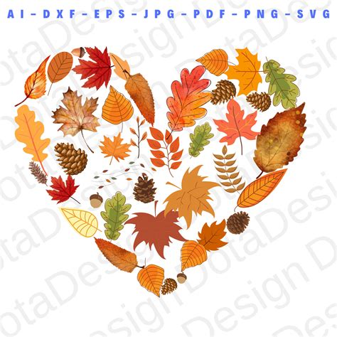 Fall Leaves Heart Svg Fall Svg Cut Files Autumn Svg Autumn Etsy