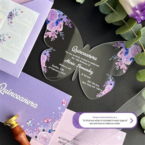 Butterfly Quinceanera Invitations Acrylic Butterfly Invites Etsy Uk