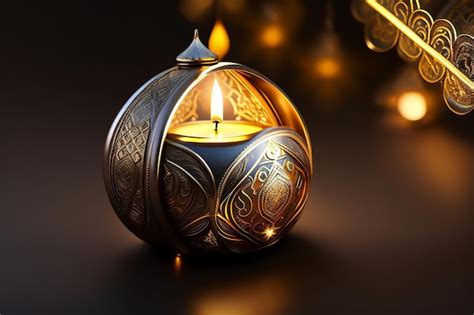 Premium AI Image | Traditional Malay oil lamp with lighted candles and ...