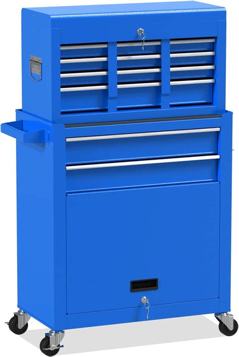 8-Drawers Rolling Tool Chest Tool Box with Wheels 2-in-1 Detachable ...