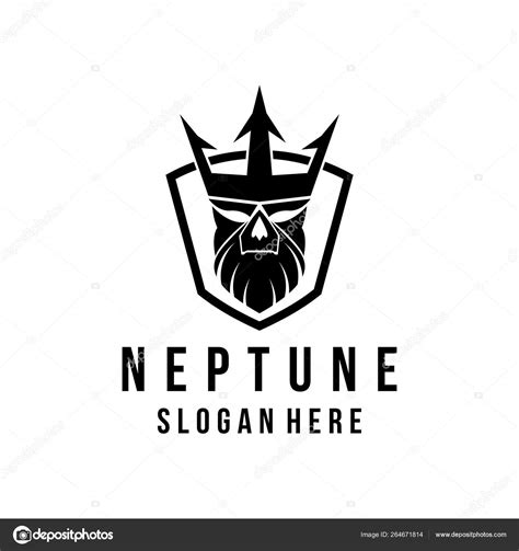 Neptune Logo Design Shield Vector Illustration Poseidon Logo Ocean Theme Stock Vector Image by ...