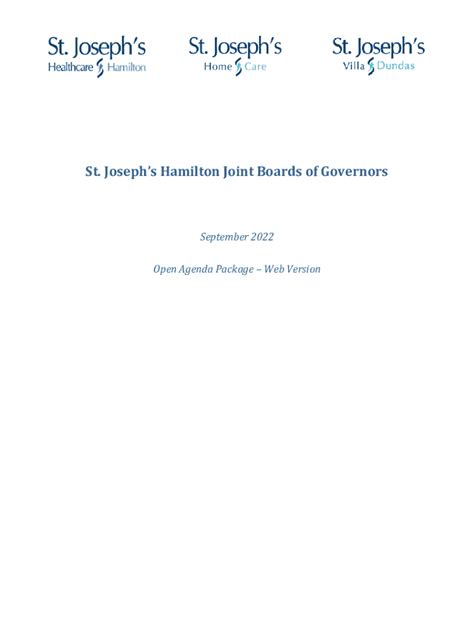 Fillable Online St Joseph S Hamilton Joint Boards Of Governors Fax