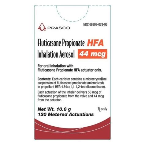 Fluticasone Propionate Flovent Generic HFA 44 Mcg