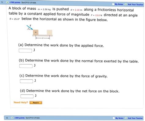 Solved A Block Of Mass M Kg Is Pushed D M Chegg