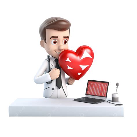 Cardiologist Checking Heart Beat 3d Character Illustration 3d Character Cartoon Png