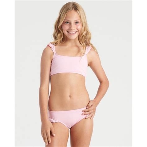 Billabong Swim Billabong Girls Warm Days Baby Pink Ruffle Bikini