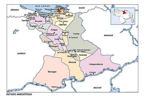 Blog De Biologia Mapa Del Estado Anzo Tegui Venezuela