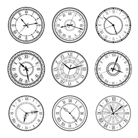 Esferas De Reloj Vintage Letreros De Reloj Retro Vector Premium