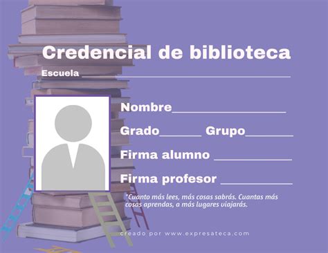 Credencial De Biblioteca Escolar Descargar Plantillas