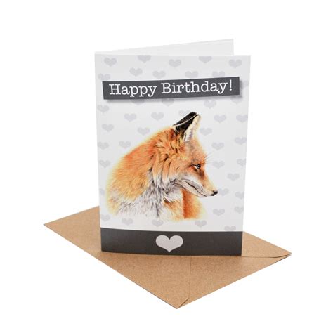 Red Fox Birthday Card Jvh Creative Fine Art Coloured Pencil Art