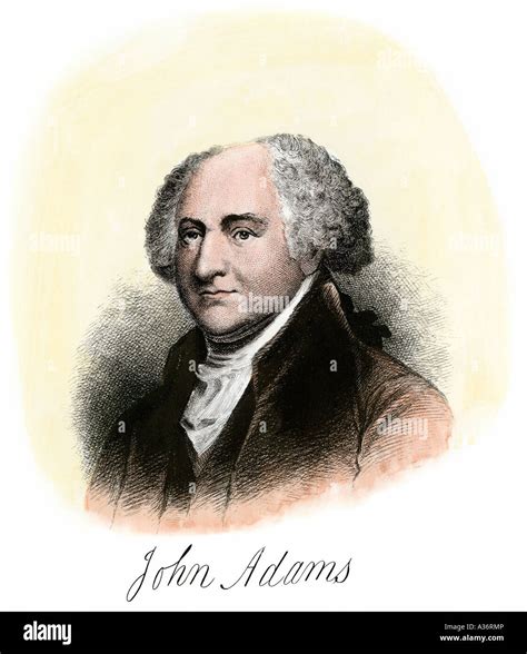 John Adams With Signature Hand Colored Steel Engraving Stock Photo Alamy