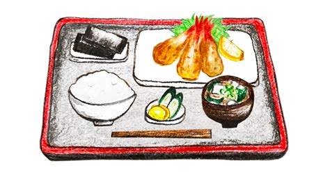 【手書き】エビフライ定食のイラスト【無料】 【飲食店専門手描きイラスト】そらまめ堂