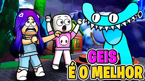 Geis Venceu O Monstro Ciano Escapamos Rainbow Friends Youtube