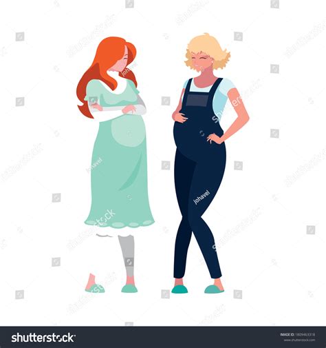 Red Hair Blond Pregnant Women Cartoons Stock Vector Royalty Free